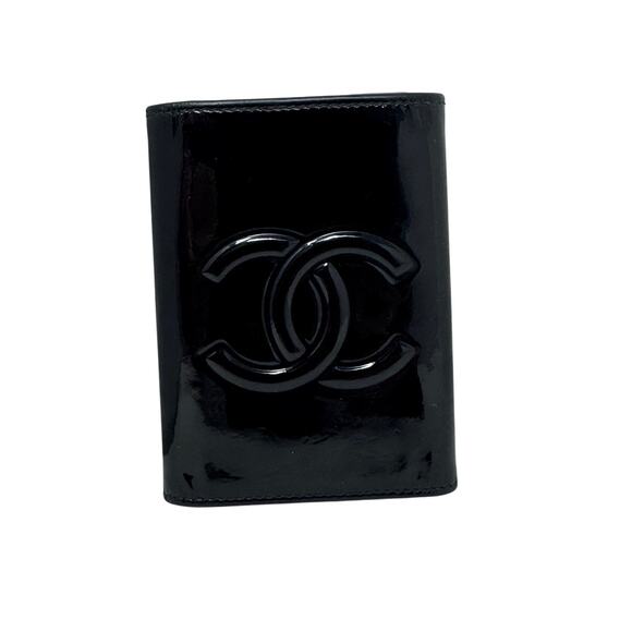 Chanel Vintage Camellia Key Case Black Patent Leather Wallet 95P with Box - Picture 4 of 13